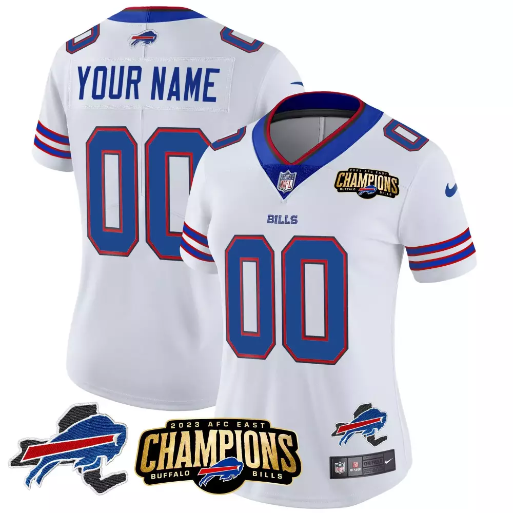 white women buffalo bills 2023 afc east champions patch vapor custom jersey all stitched