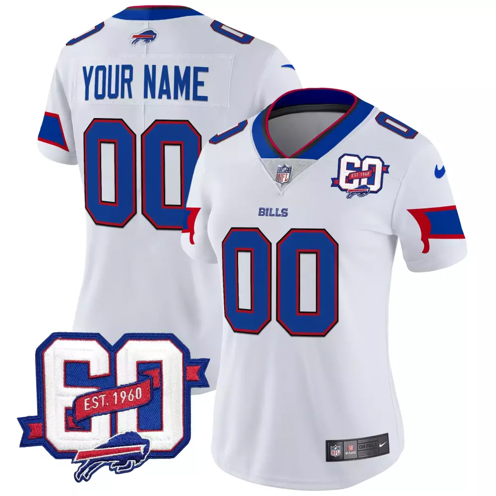 white women buffalo bills 60th anniversary patch vapor limited custom jersey all stitched