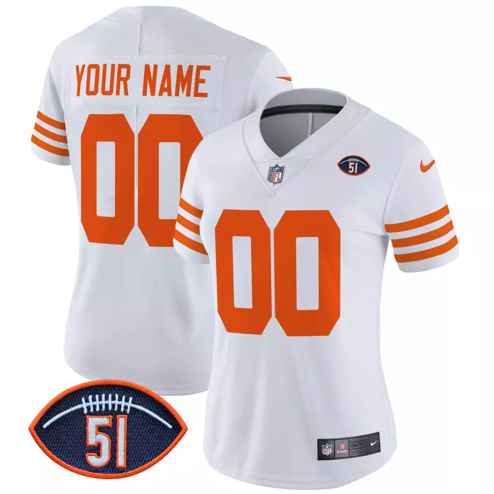 white women chicago bears dick butkus patch throwback vapor limited custom jersey all stitched