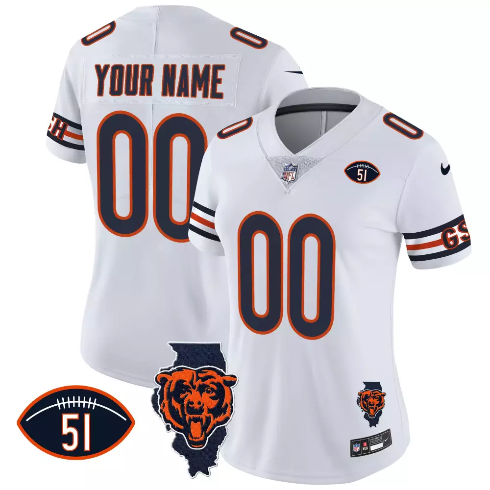 white women chicago bears dick butkus patch throwback vapor limited custom jersey all stitched