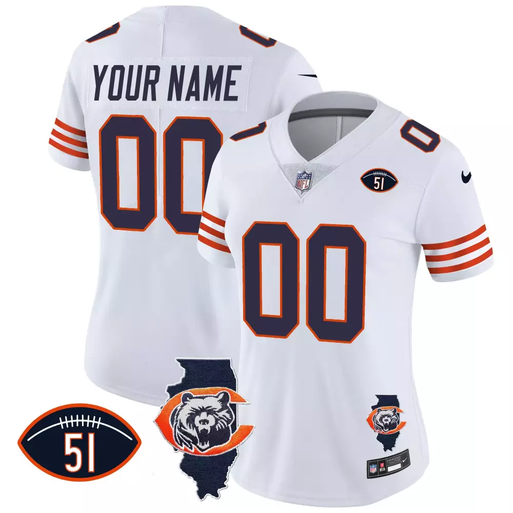 white women chicago bears dick butkus patch throwback vapor limited custom jersey all stitched