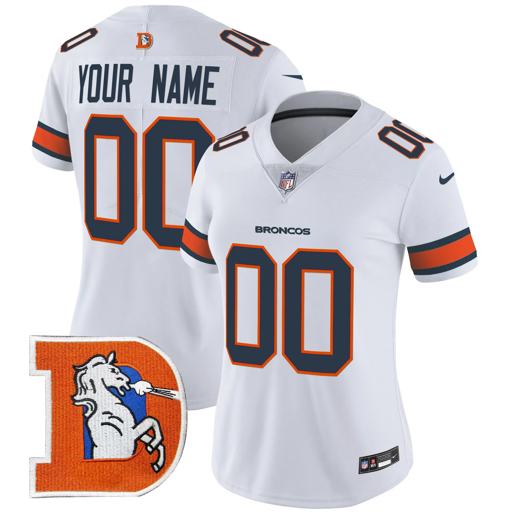 white women denver broncos 3time champions patch vapor limited custom jersey all stitched