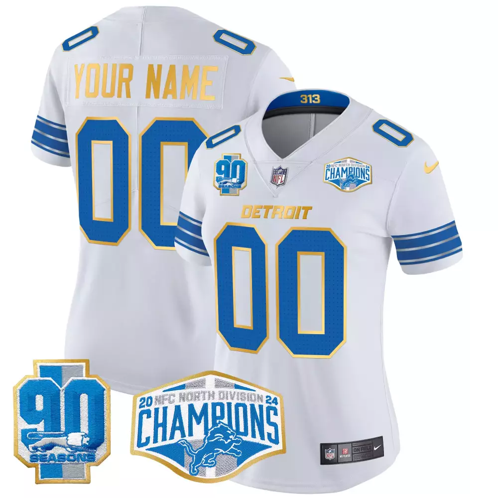 white women detroit lions 2024 90th john madden patch vapor limited custom jersey all stitched