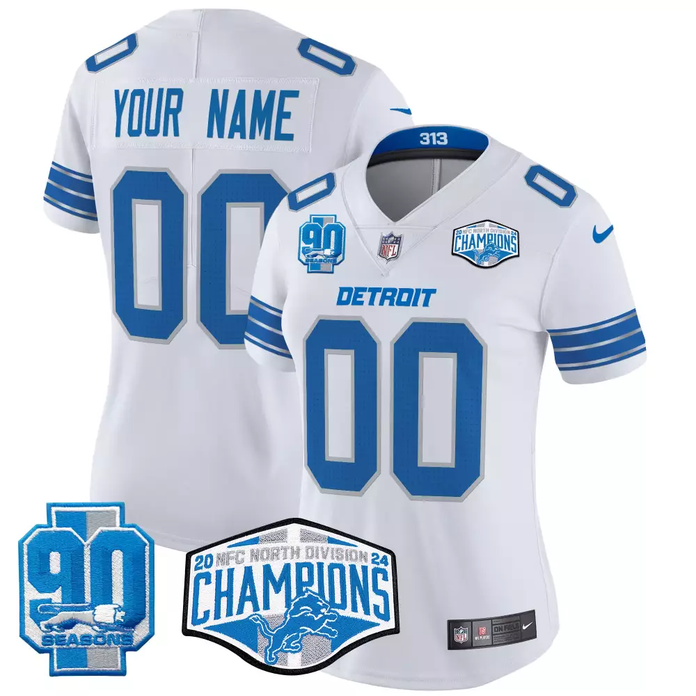 white women detroit lions 2024 90th john madden patch vapor limited custom jersey all stitched