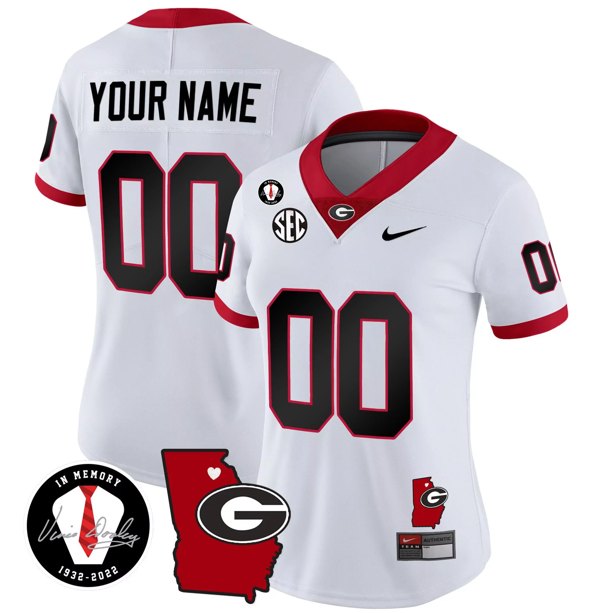 white men georgia bulldogs 2024 vapor custom jersey v3 georgia map all stitched