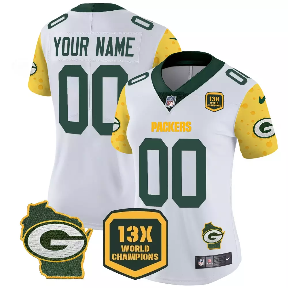 Green Bay Packers Women's 2023 Home Custom White All Stitched Vapor Jersey | Stylish Fan Gear | For Women