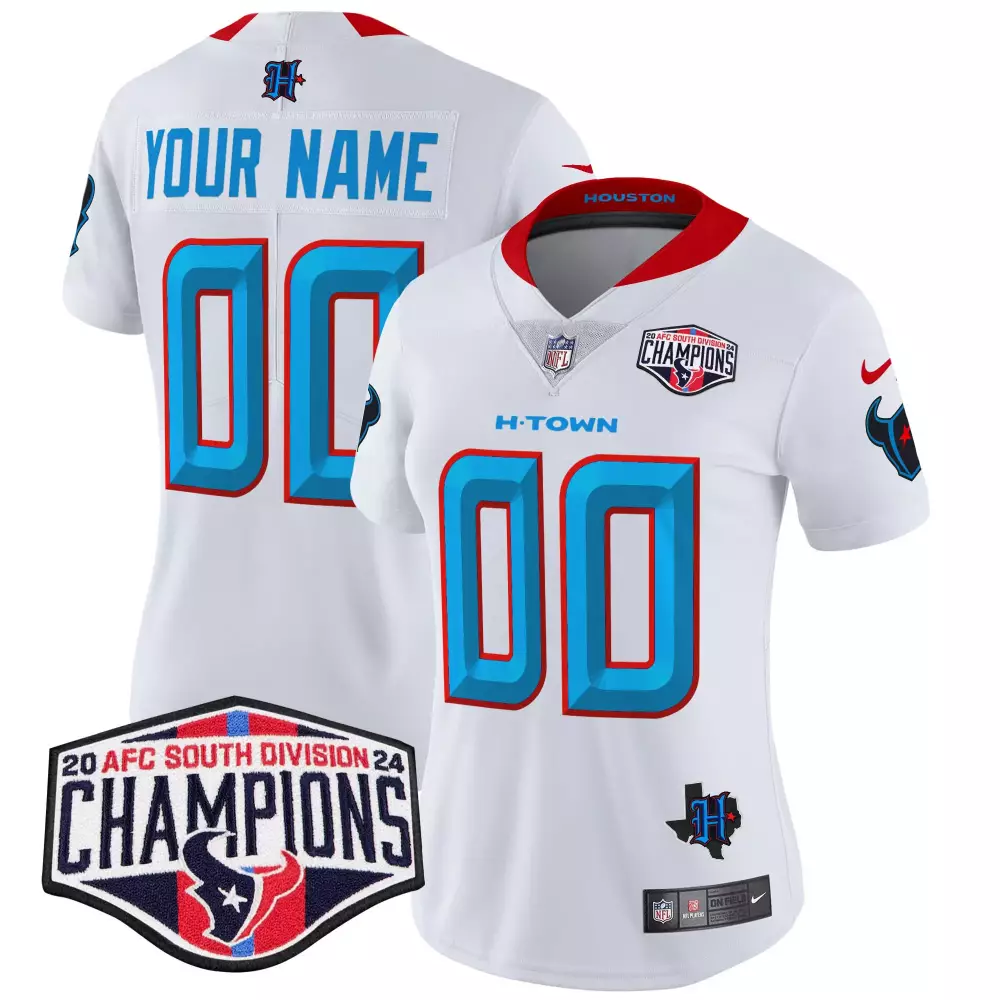white women houston texans 2023 afc south champions patch gold trim vapor custom jersey all stitched