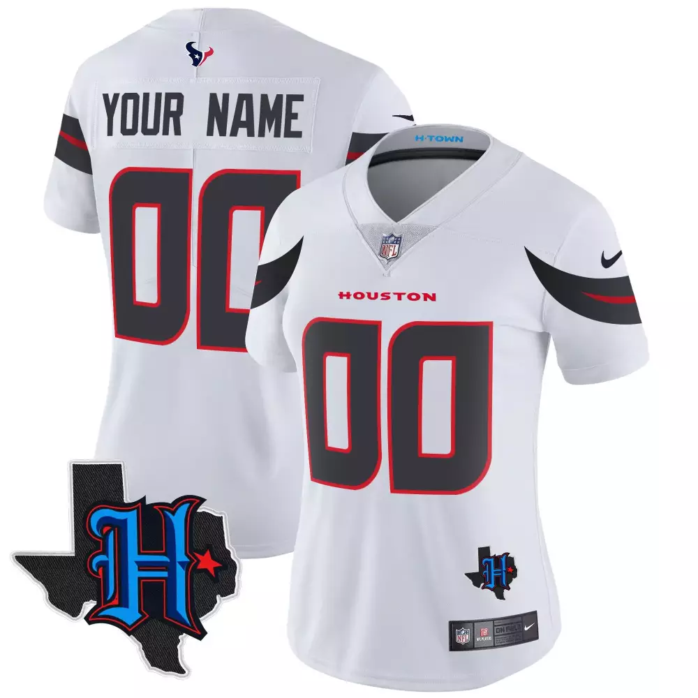 white women houston texans 2023 afc south champions patch gold trim vapor custom jersey all stitched