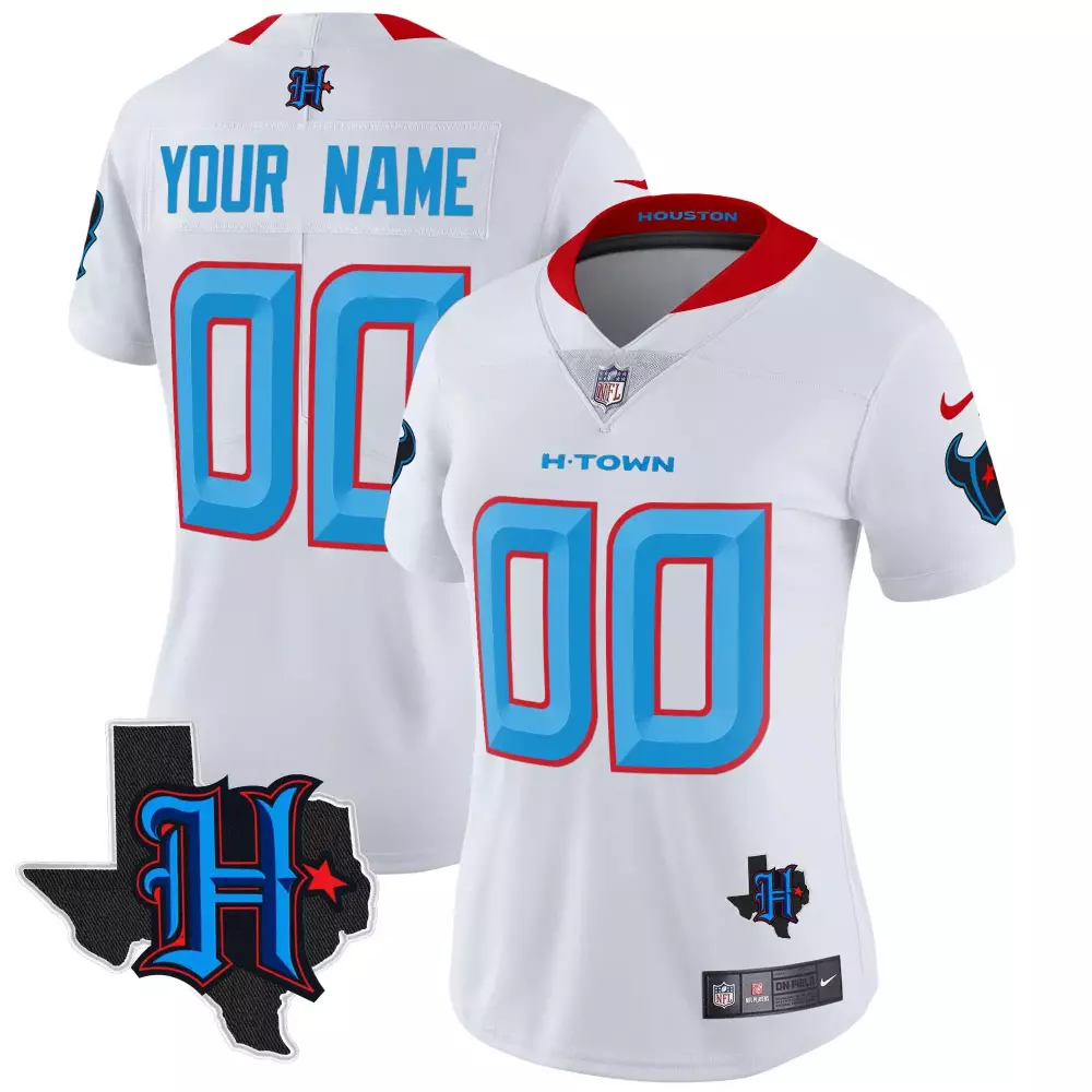 white women houston texans 2023 afc south champions patch gold trim vapor custom jersey all stitched