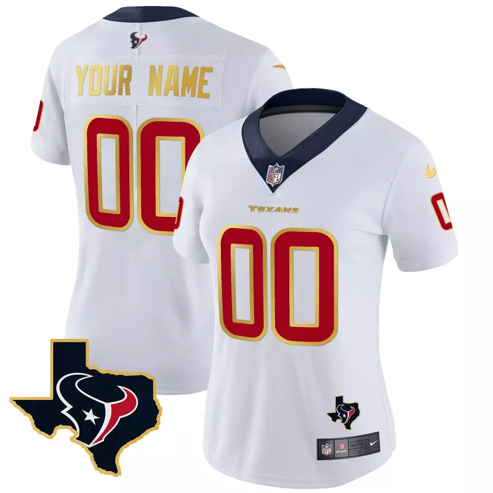 white women houston texans gold trim vapor custom jersey all stitched