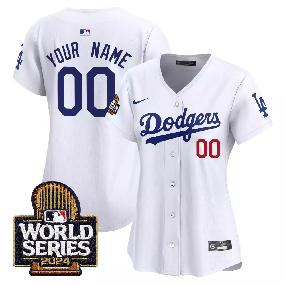 2024 World Series Gold Trim Vapor Premier Women's Dodgers Jersey | V2 All Stitched Limited Edition | Fan Gear | For Men, Women & Youth