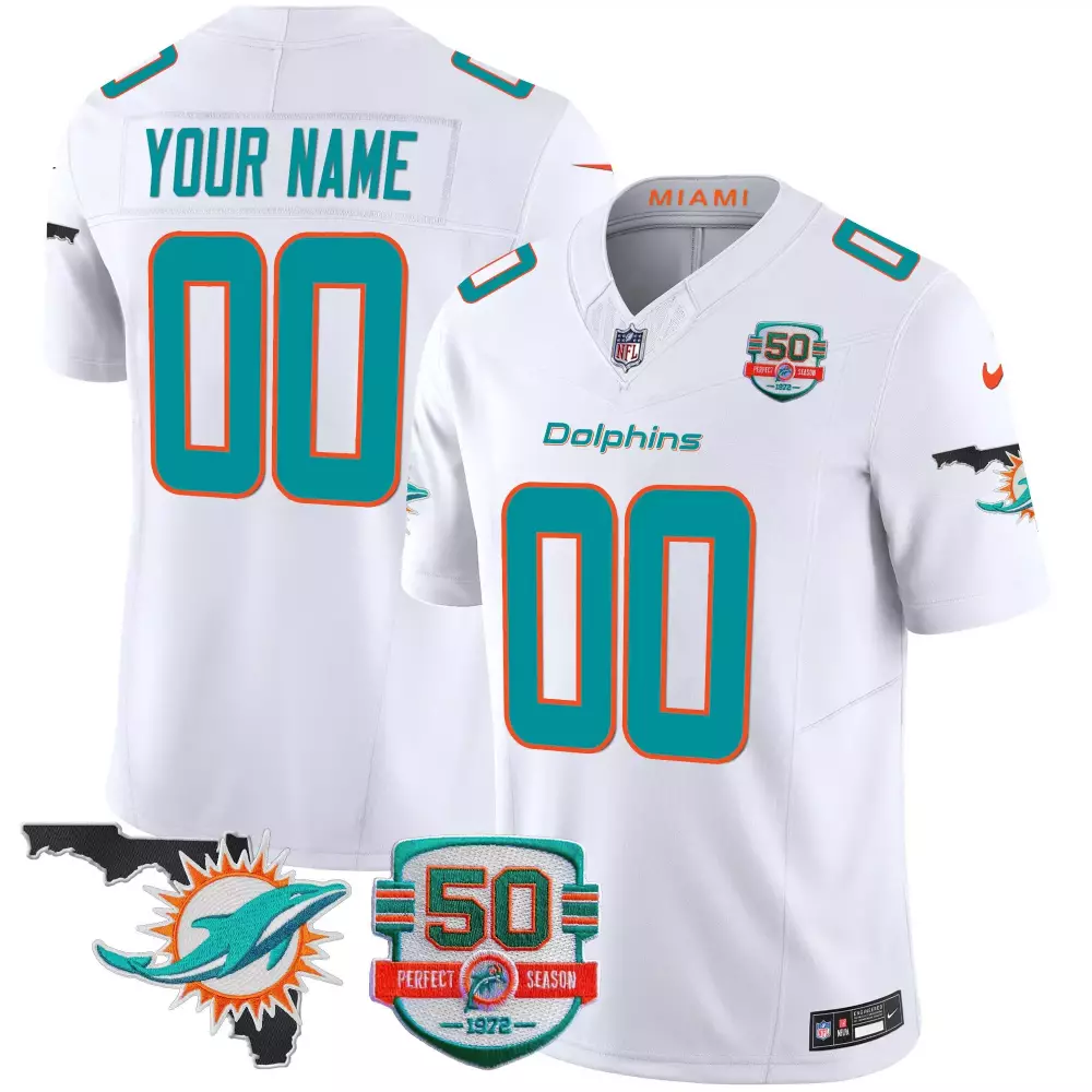 white women miami dolphins 50th 1972 perfect season patch vapor custom jersey all stitched