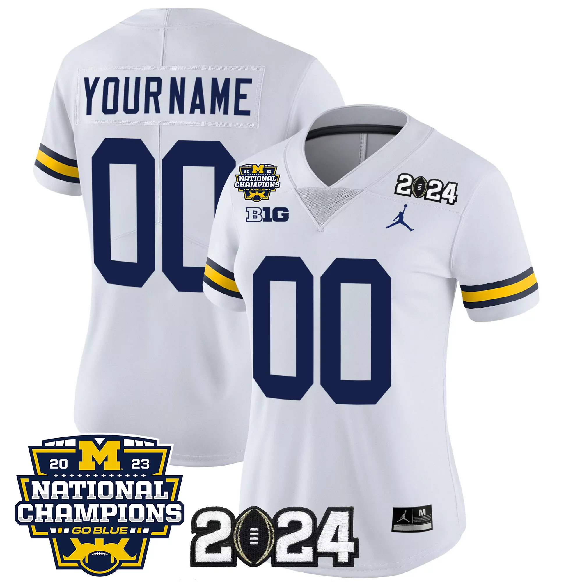 white women michigan wolverines 2023 national champions patch vapor custom jersey v5 all stitched