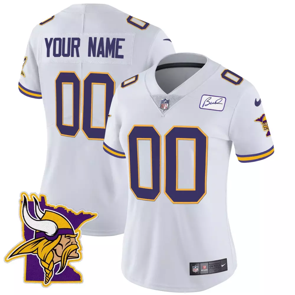 white women minnesota vikings bud grant patch classic limited custom jersey all stitched