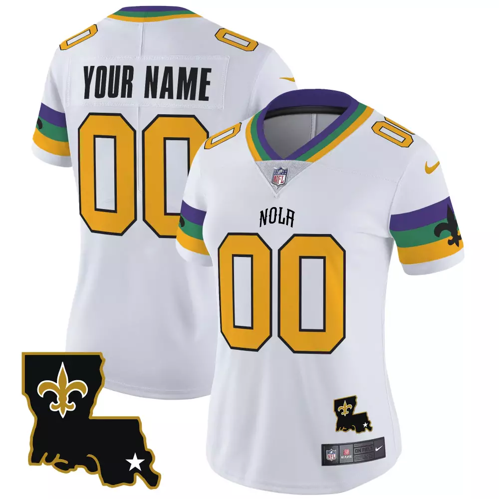 white men new orleans saints mardi gras vapor limited custom jersey all stitched
