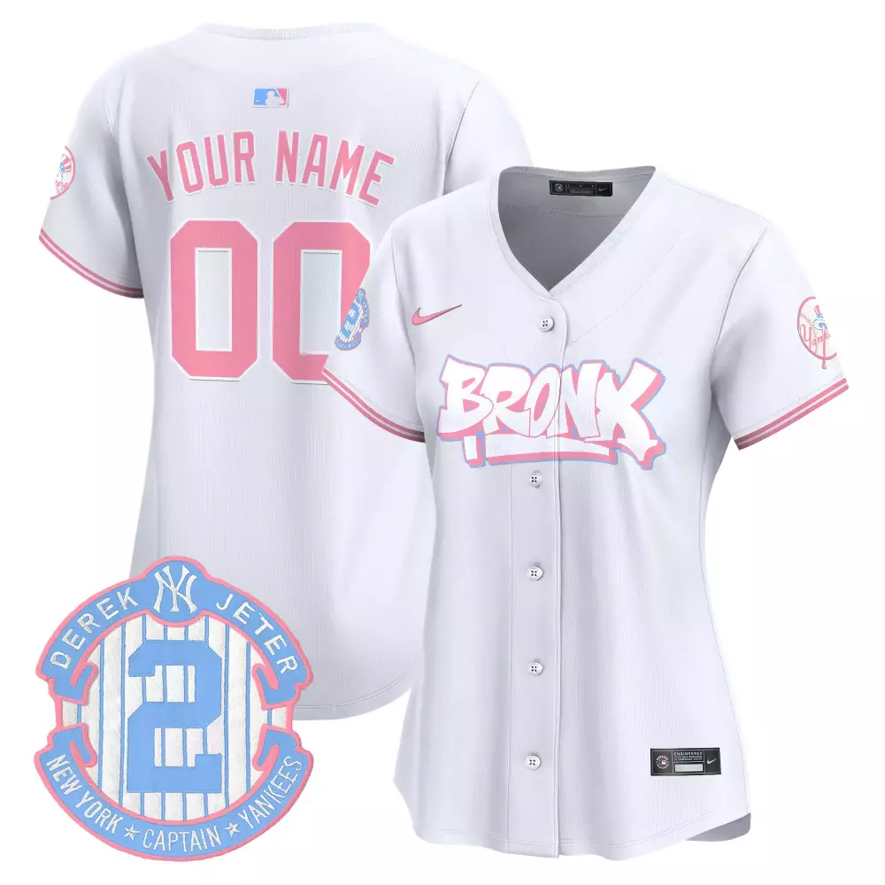 white women new york yankees the bronx graffiti bubblegum pink vapor premier limited custom jersey v2 all stitched