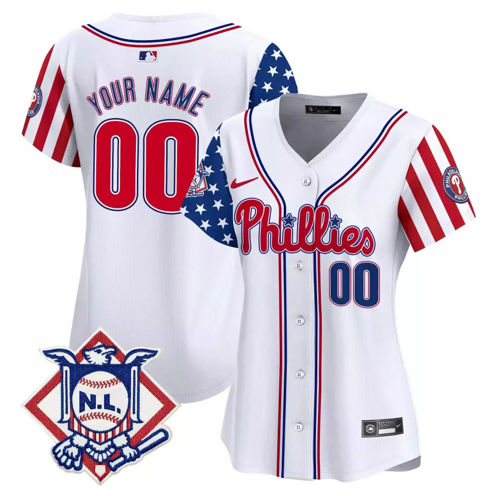 white women philadelphia phillies 2024 fourth of july vapor premier limited custom jersey v2 all stitched
