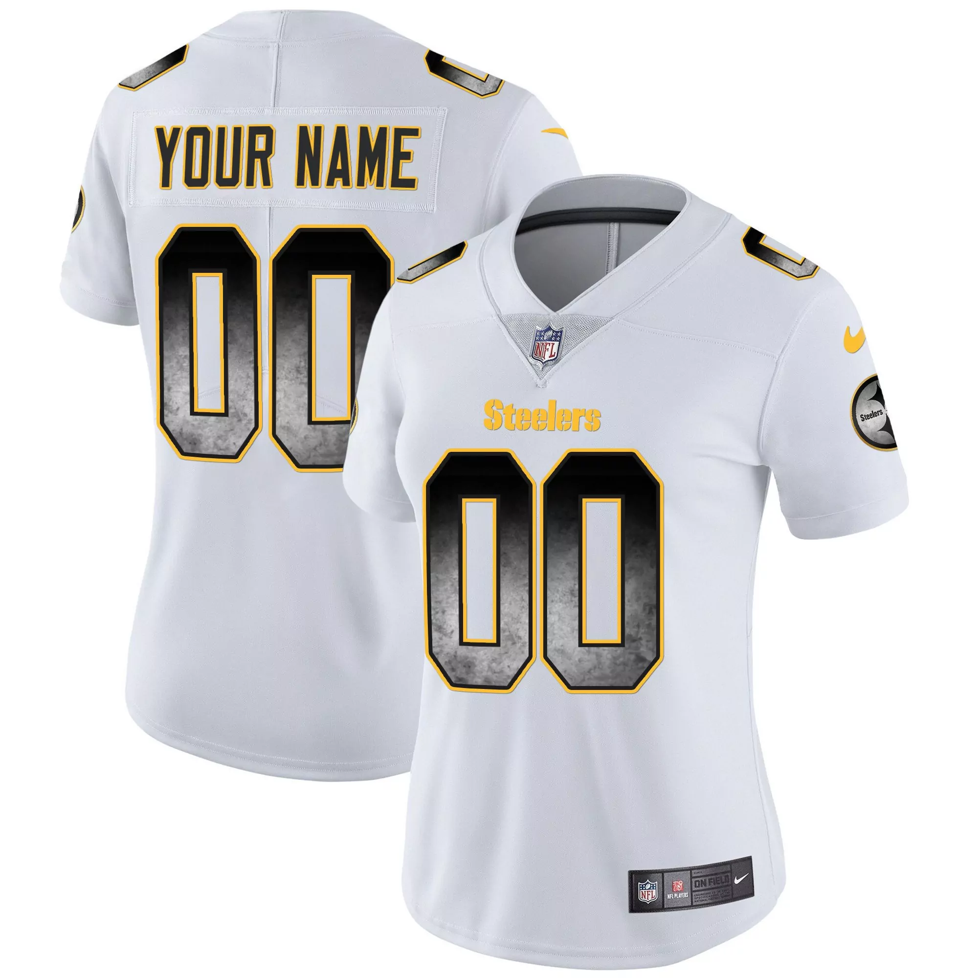 white women pittsburgh steelers arch smoke vapor custom jersey all stitched