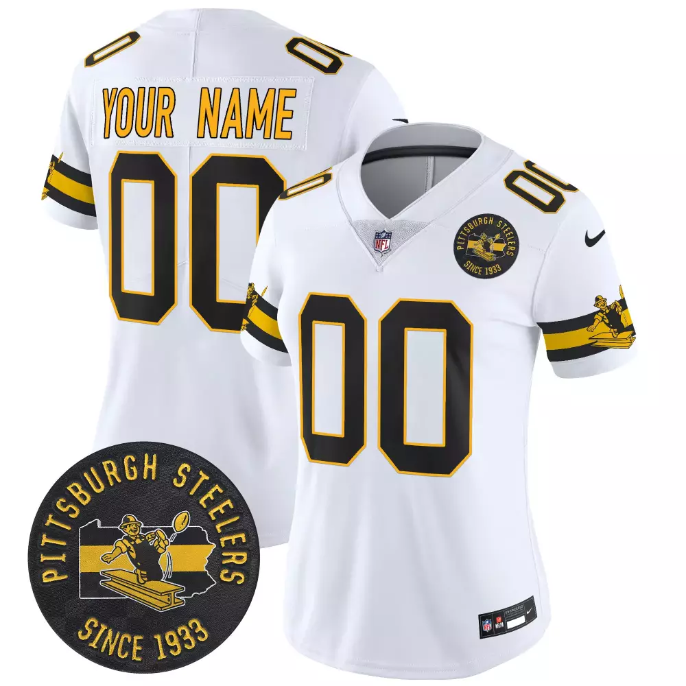 Pittsburgh Steelers Throwback 1933 Patch Vapor Jersey | Stitched White | Limited Edition Fan Gear | For Women