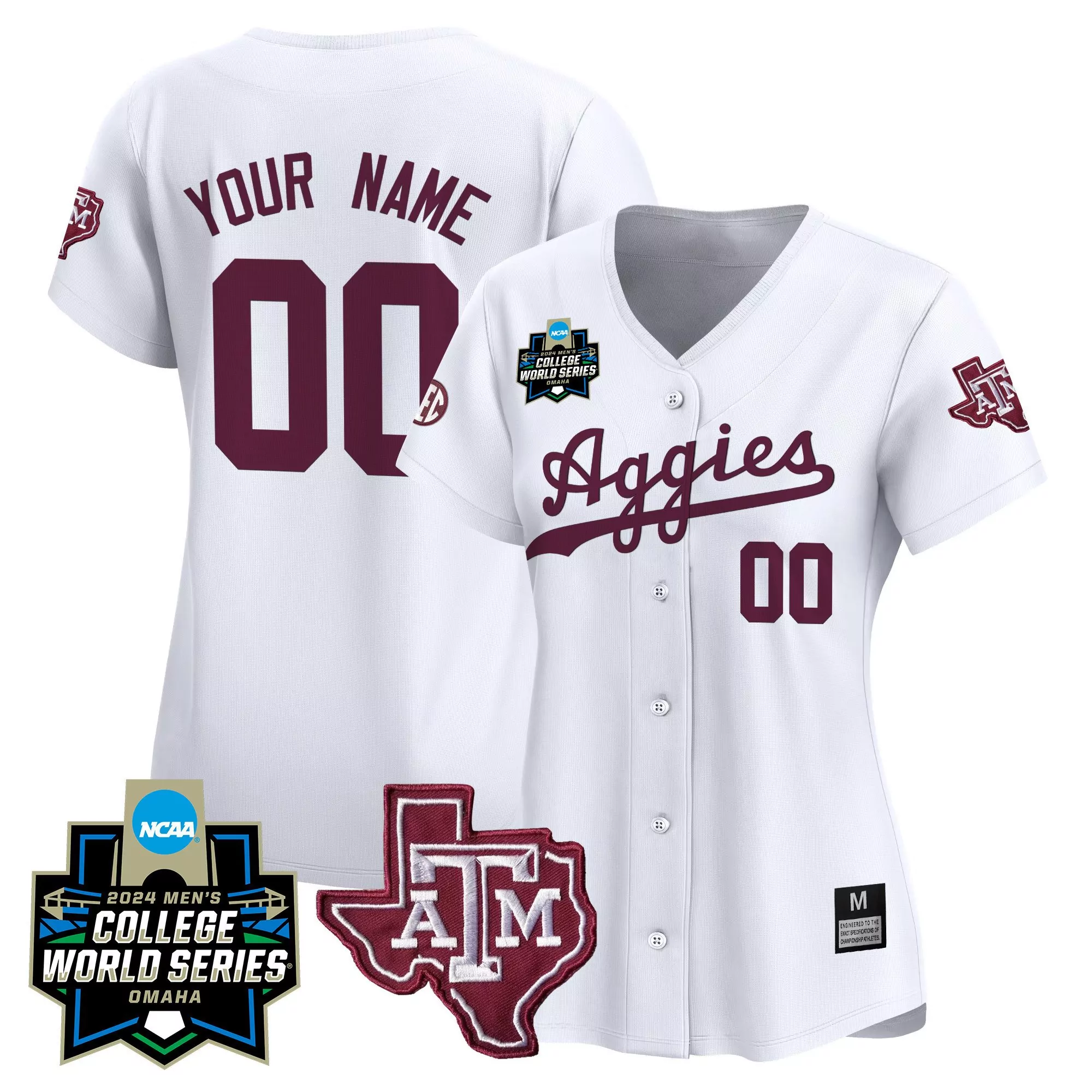 white women texas am aggies 2024 college world series vapor premier limited custom jersey all stitched