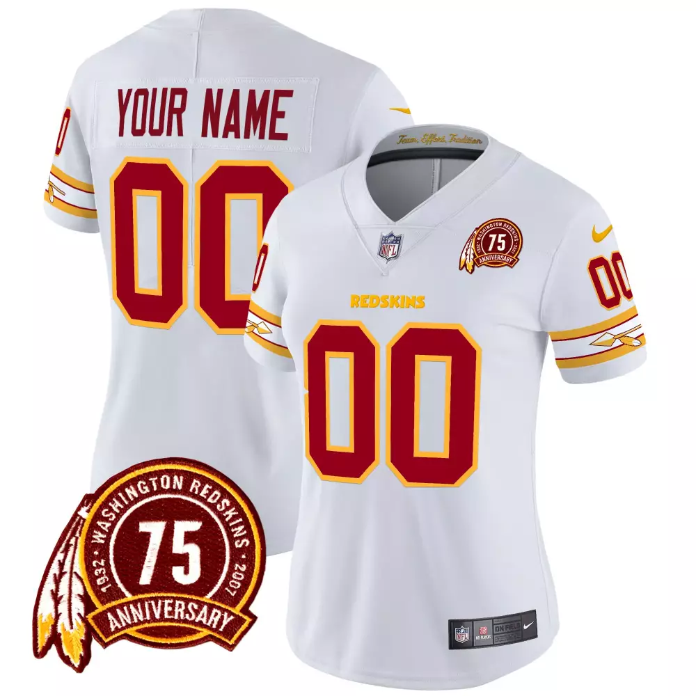 white women washington redskins 75th patch vapor limited custom jersey all stitched