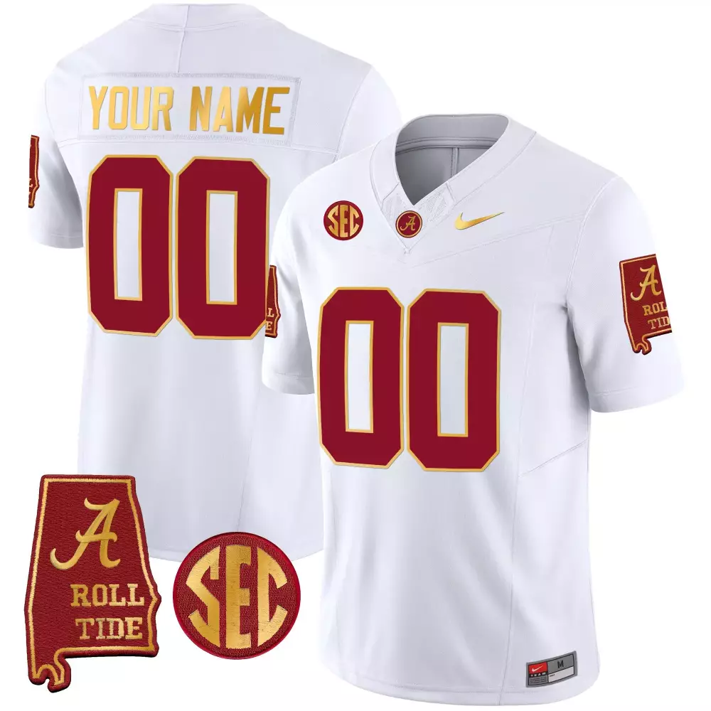 white youth alabama crimson tide gold trim vapor custom jersey v2 alabama map all stitched