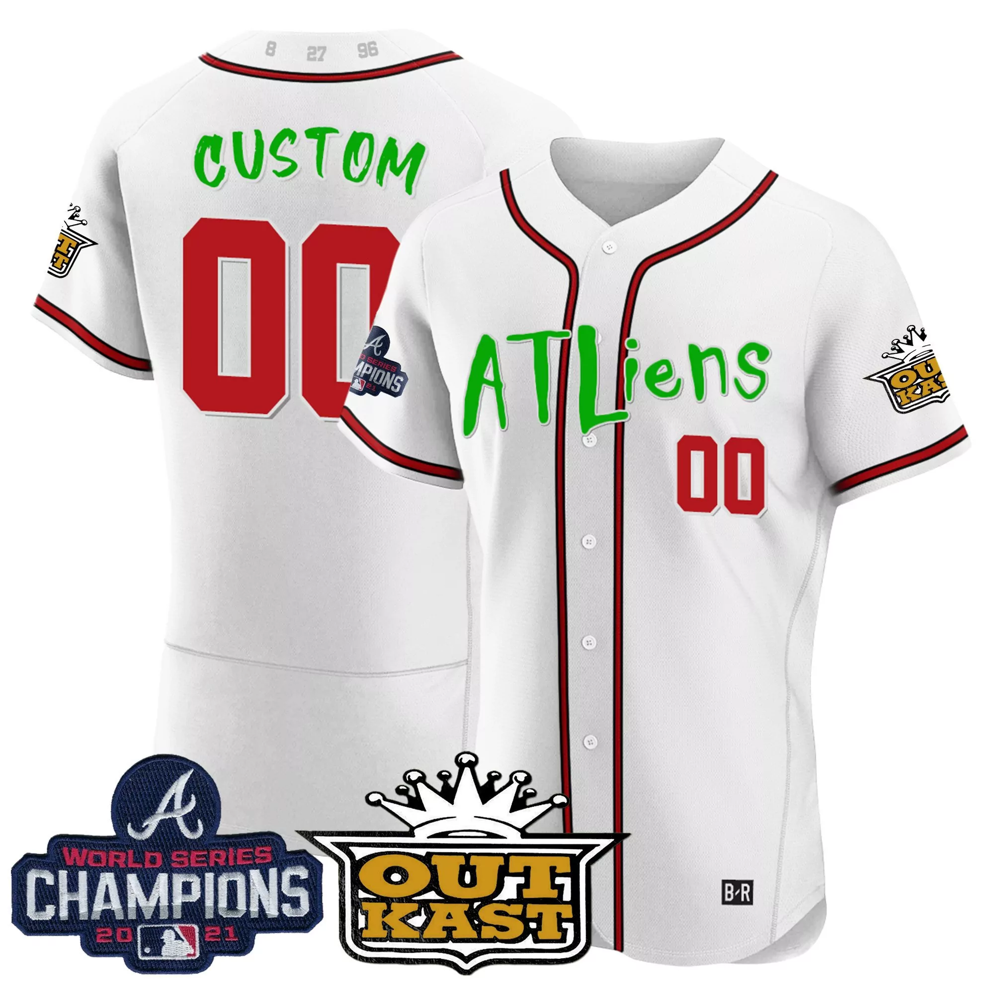 white youth atlanta braves atliens atl patch flex base custom jersey all stitched