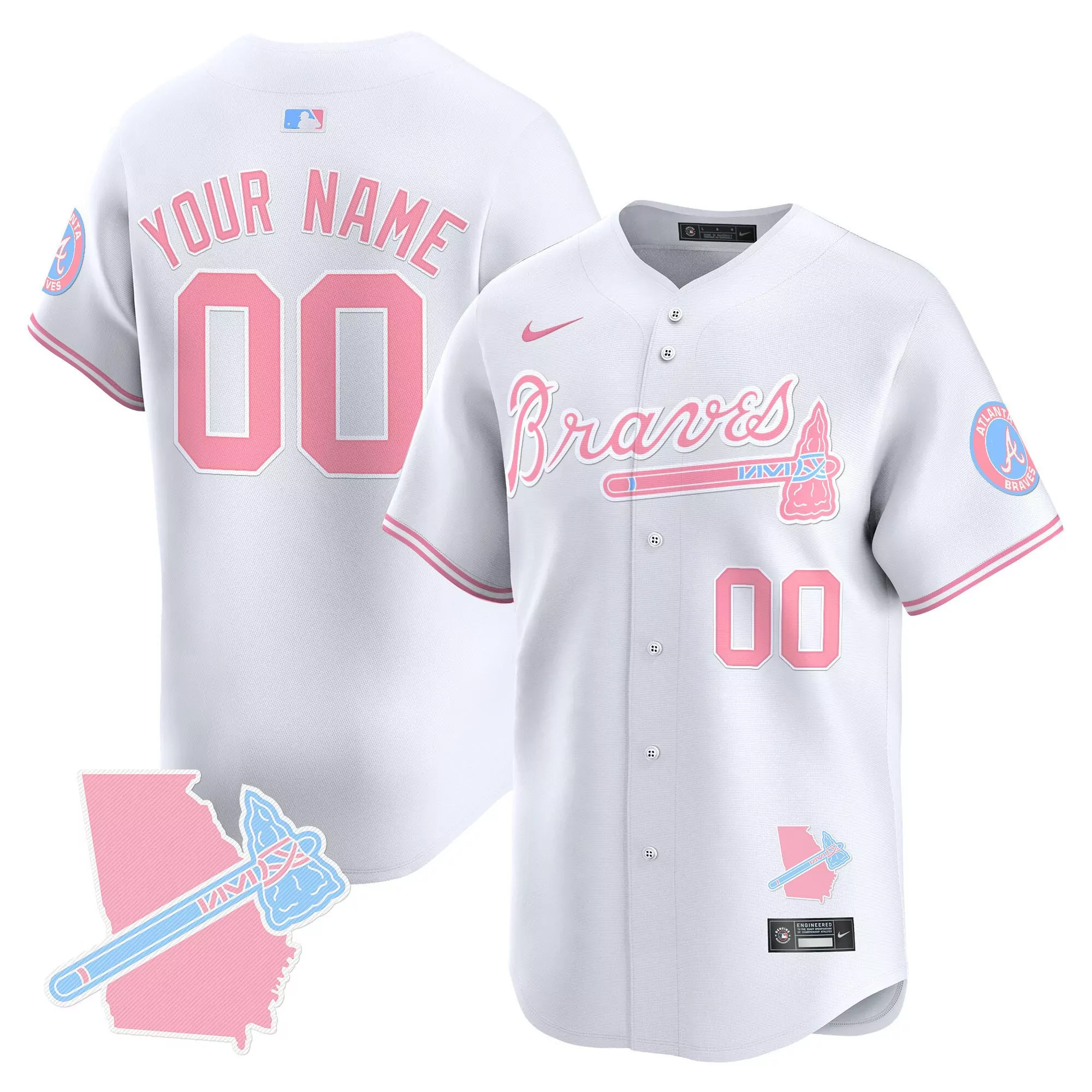 white youth atlanta braves blooper patch vapor premier limited custom jersey all stitched
