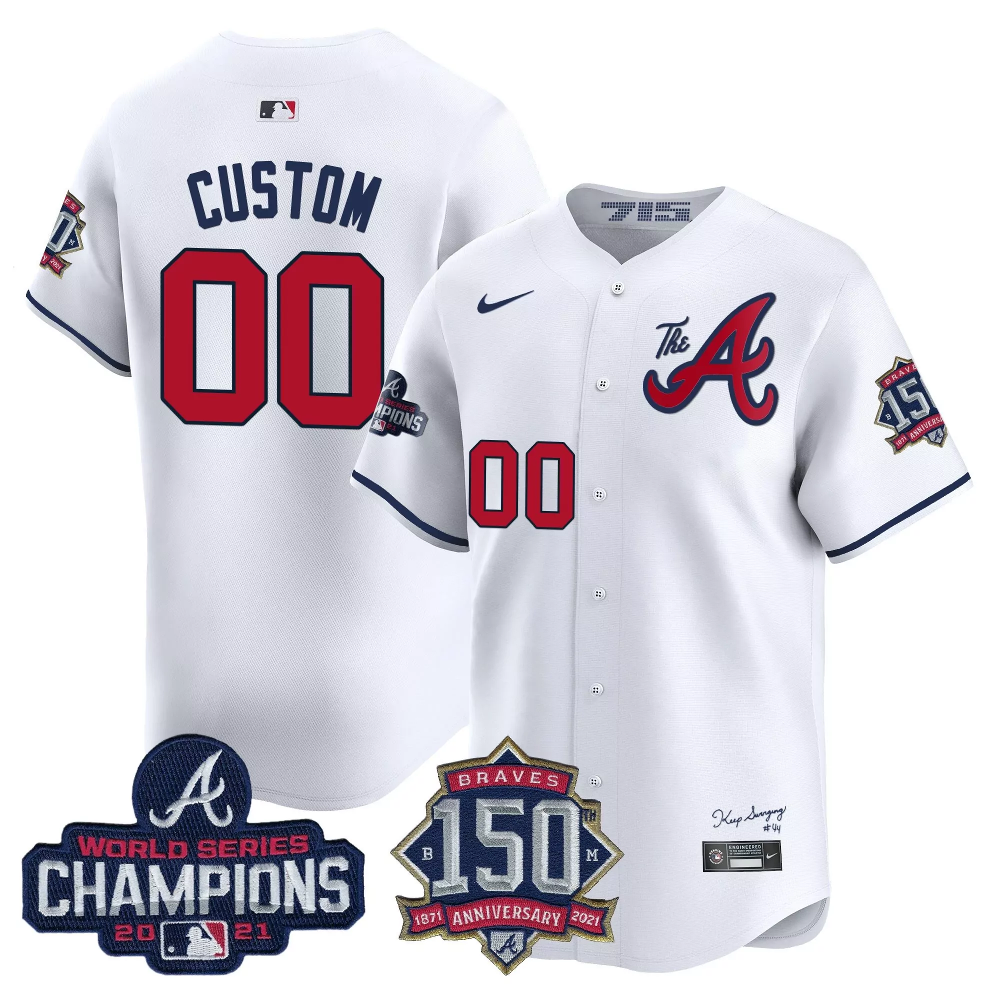 white youth atlanta braves blooper patch vapor premier limited custom jersey all stitched