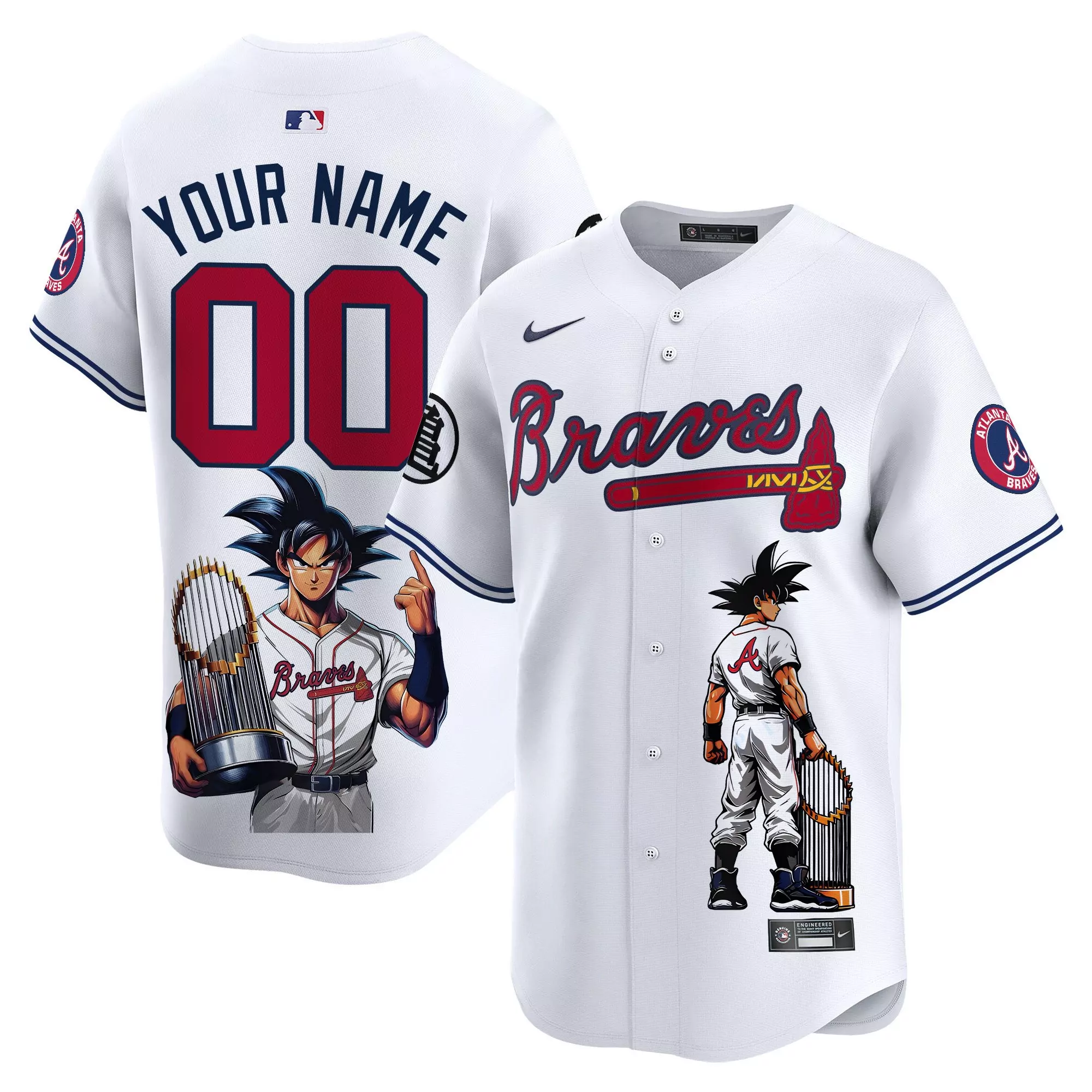 white youth atlanta braves blooper patch vapor premier limited custom jersey all stitched