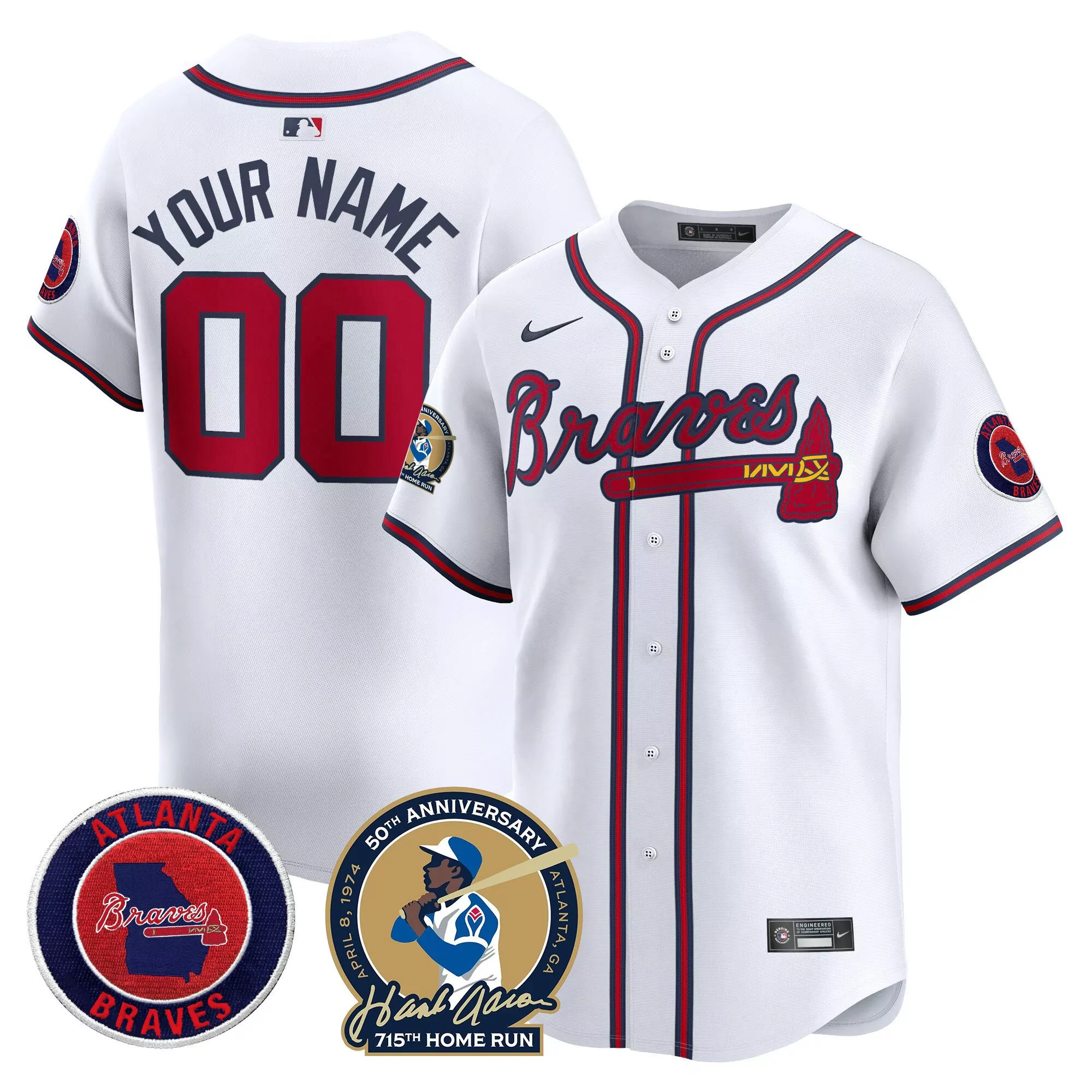white youth atlanta braves blooper patch vapor premier limited custom jersey all stitched