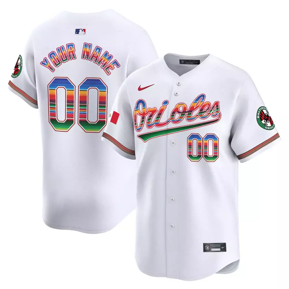 white youth baltimore orioles mexico vapor premier limited custom jersey all stitched