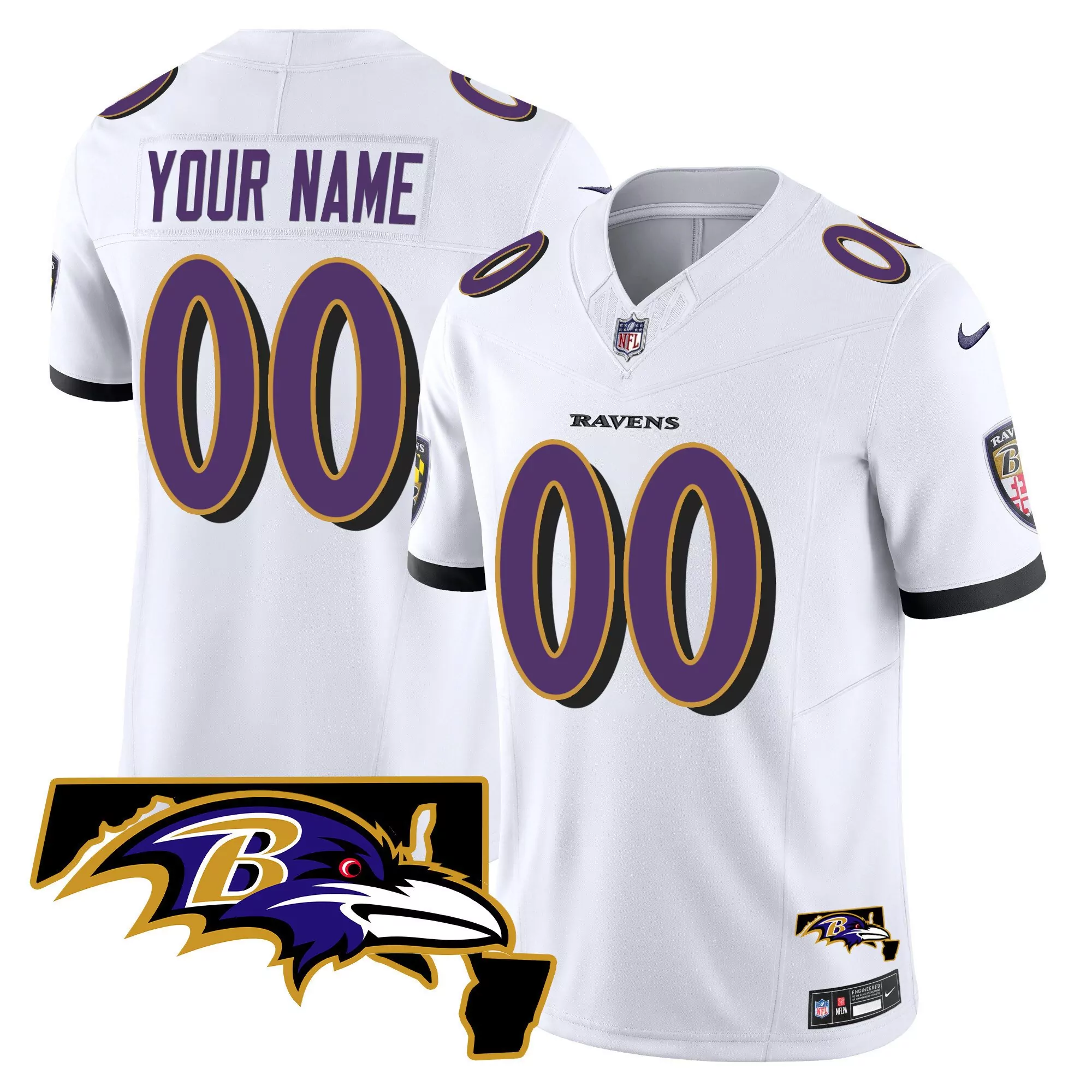 white youth baltimore ravens maryland patch vapor limited custom jersey all stitched
