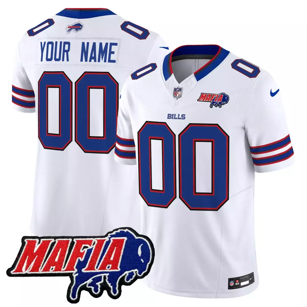 white youth buffalo bills 2024 buffalo bills mafia patch vapor limited custom jersey all stitched