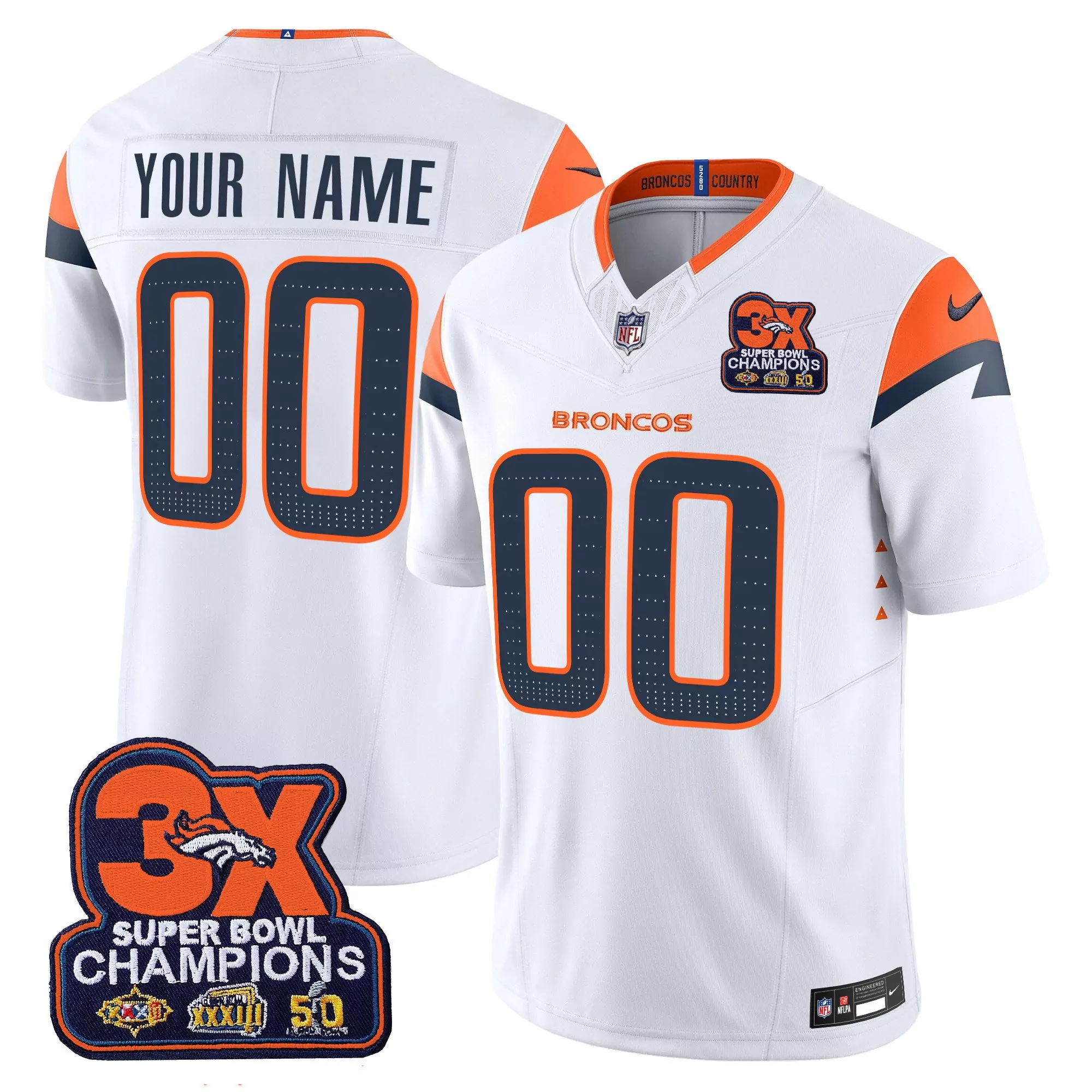 white youth denver broncos 3time champions patch vapor limited custom jersey all stitched