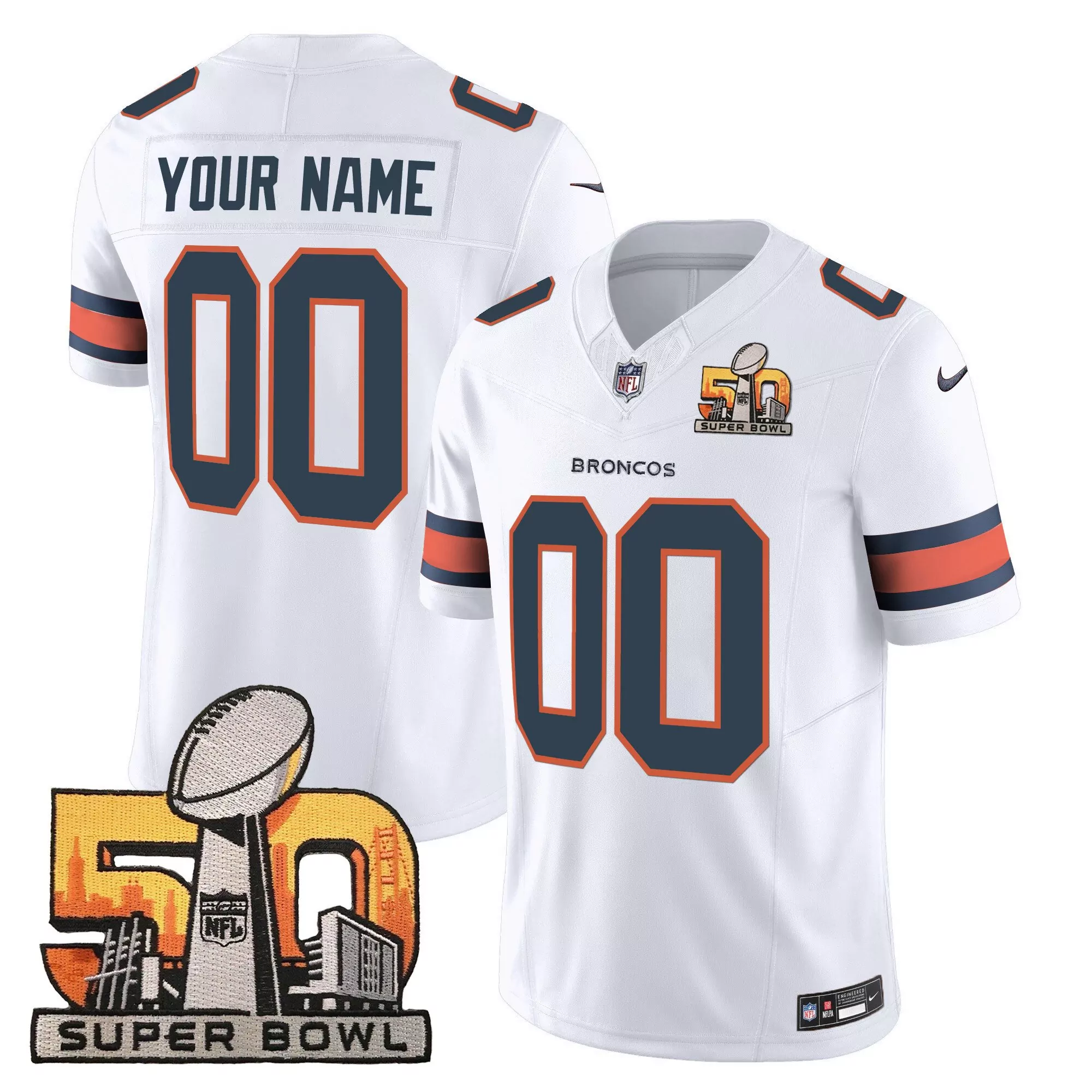 white youth denver broncos 3time champions patch vapor limited custom jersey all stitched