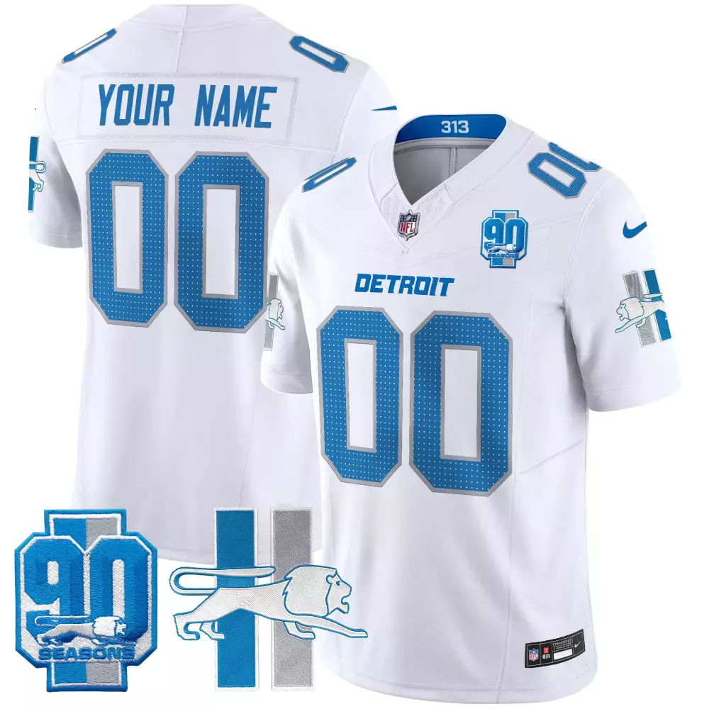 white women detroit lions throwback 90th year patch vapor limited custom jersey all stitched