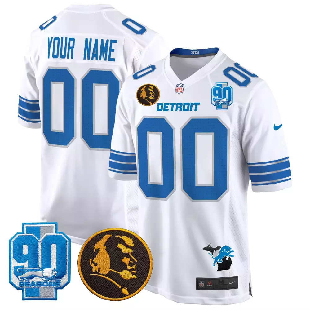 white youth detroit lions 2023 nfc north champions patch vapor custom jersey v2 all stitched