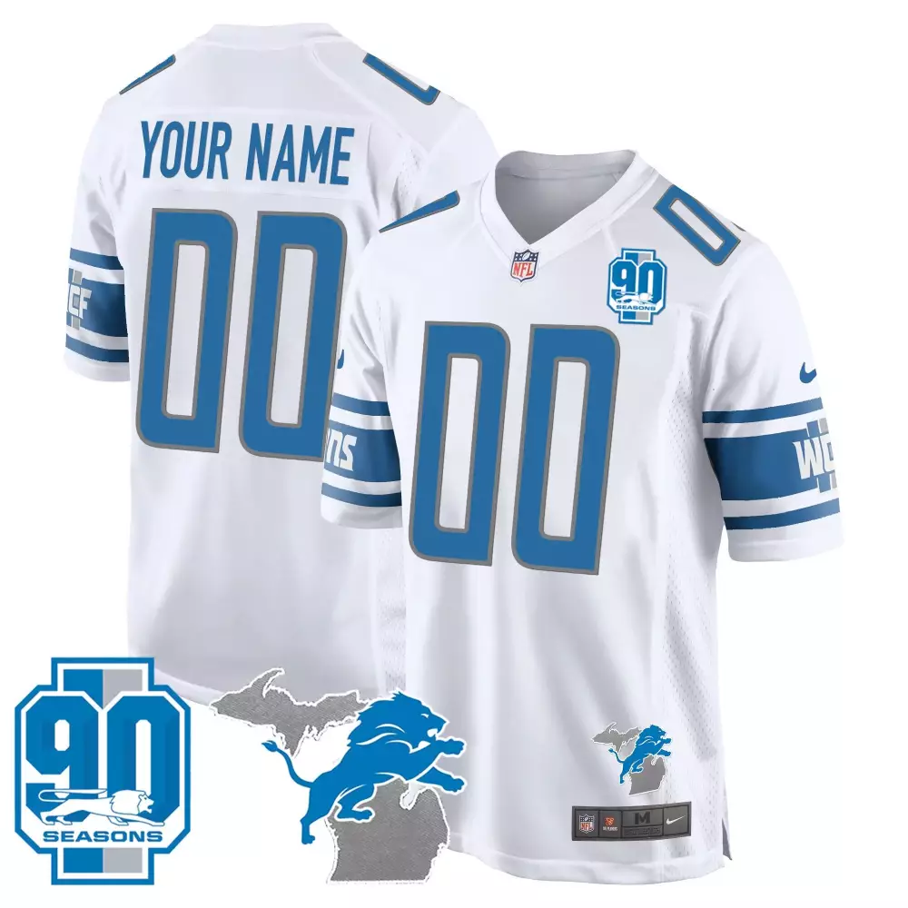white youth detroit lions 2024 vapor limited custom jersey est 1934 patch all stitched