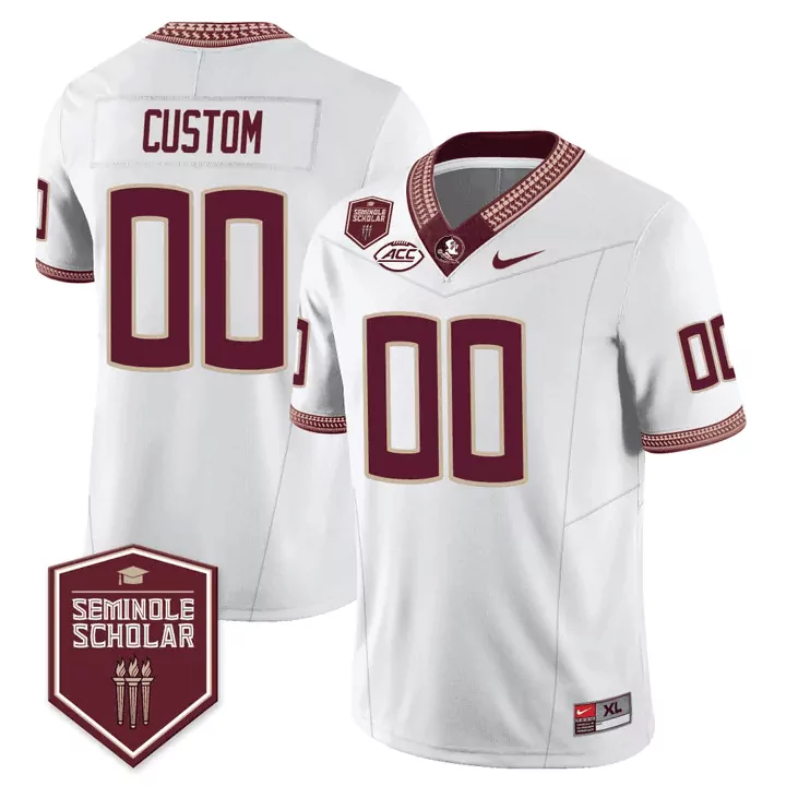 white youth florida state seminoles scholar patch vapor limited custom jersey all stitched