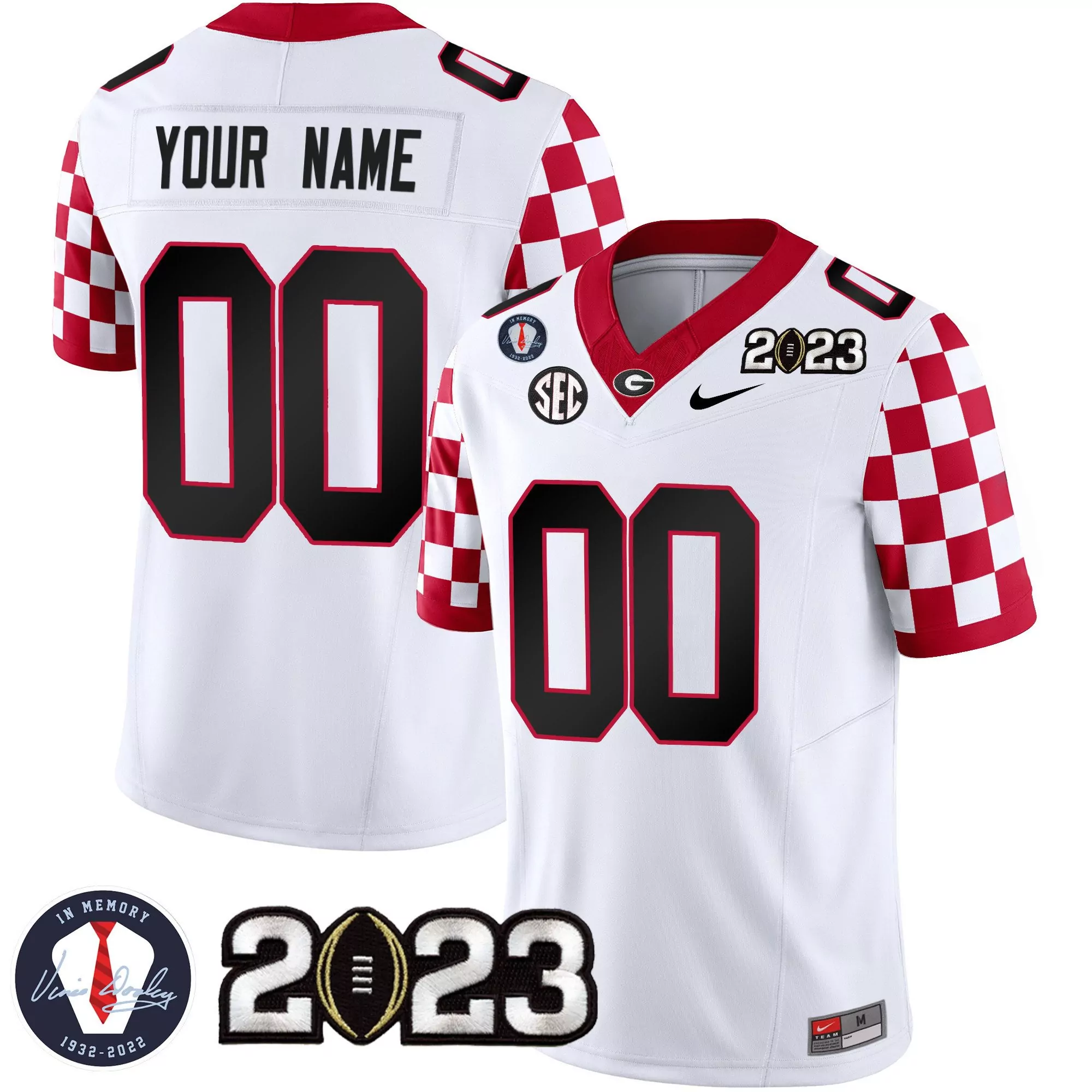 white youth georgia bulldogs 2023 vince dooley patch georgia state map custom jersey all stitched