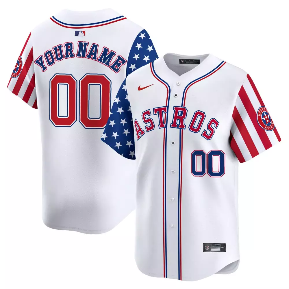 white youth houston astros 2024 fourth of july vapor premier limited custom jersey v2 all stitched