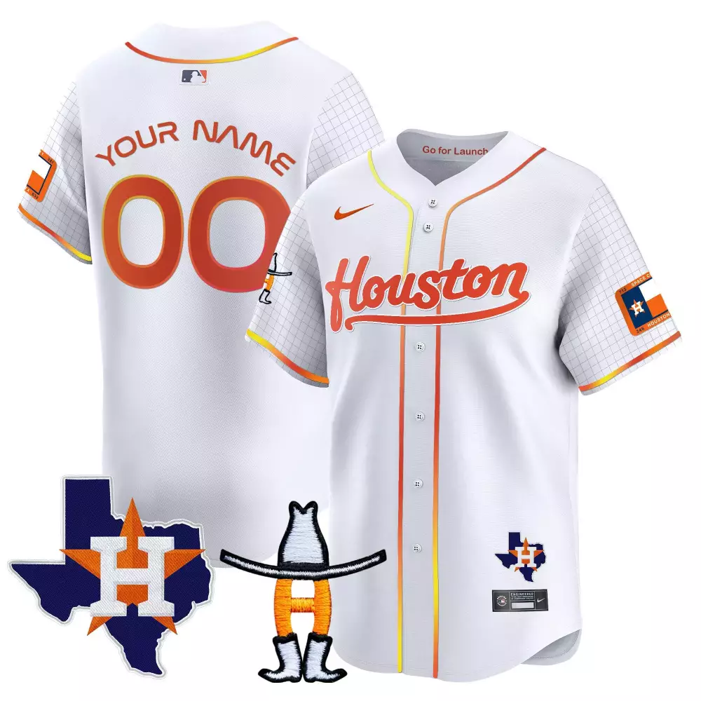 Youth Houston Astros Space City Houston Rodeo Patch Vapor Premier Custom Jersey | All Stitched | Limited Edition Fan Gear | For Men, Women & Youth