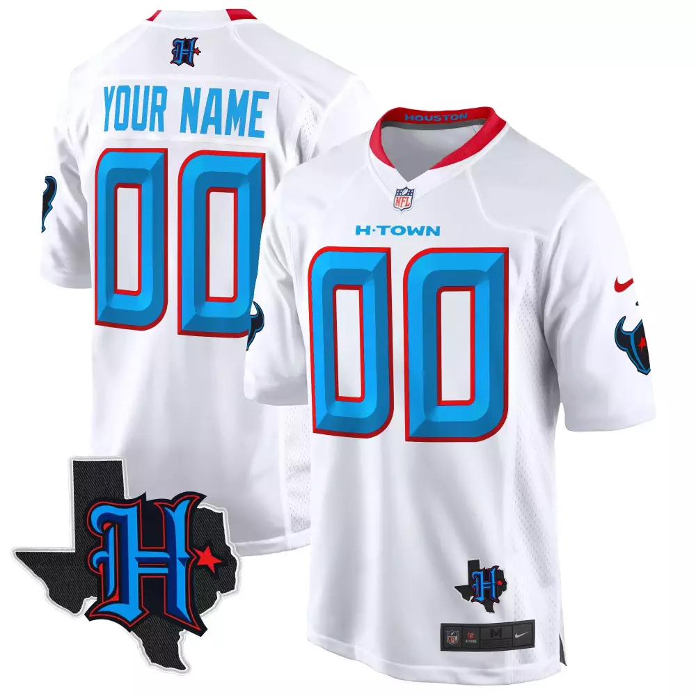white youth houston texans 2023 afc south champions patch gold trim vapor custom jersey all stitched