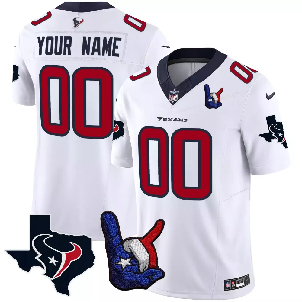 white youth houston texans hand sign throwing up the h vapor custom jersey all stitched