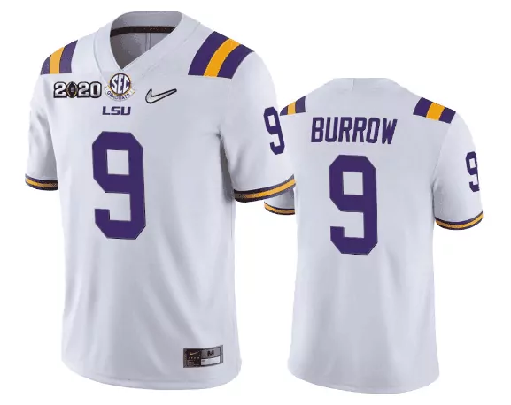 white youth joe burrow lsu tigers jersey all stitched