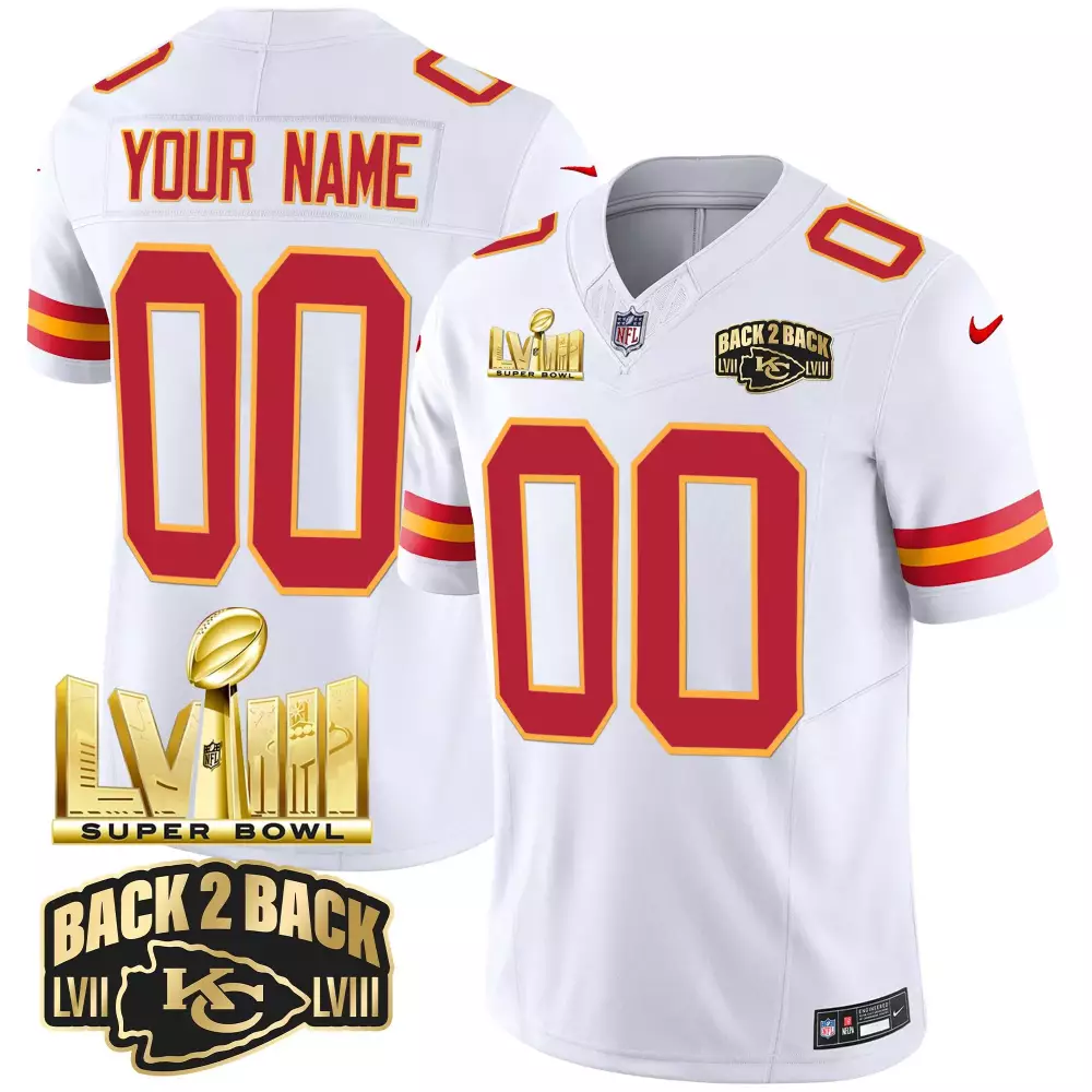 white youth kansas city chiefs super bowl lix style vapor limited custom jersey all stitched