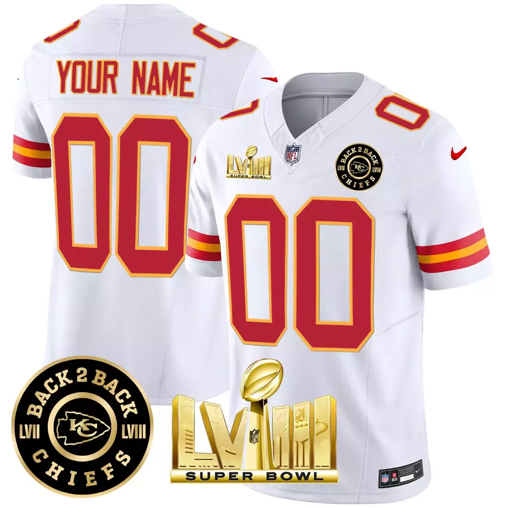 white youth kansas city chiefs super bowl lix style vapor limited custom jersey all stitched