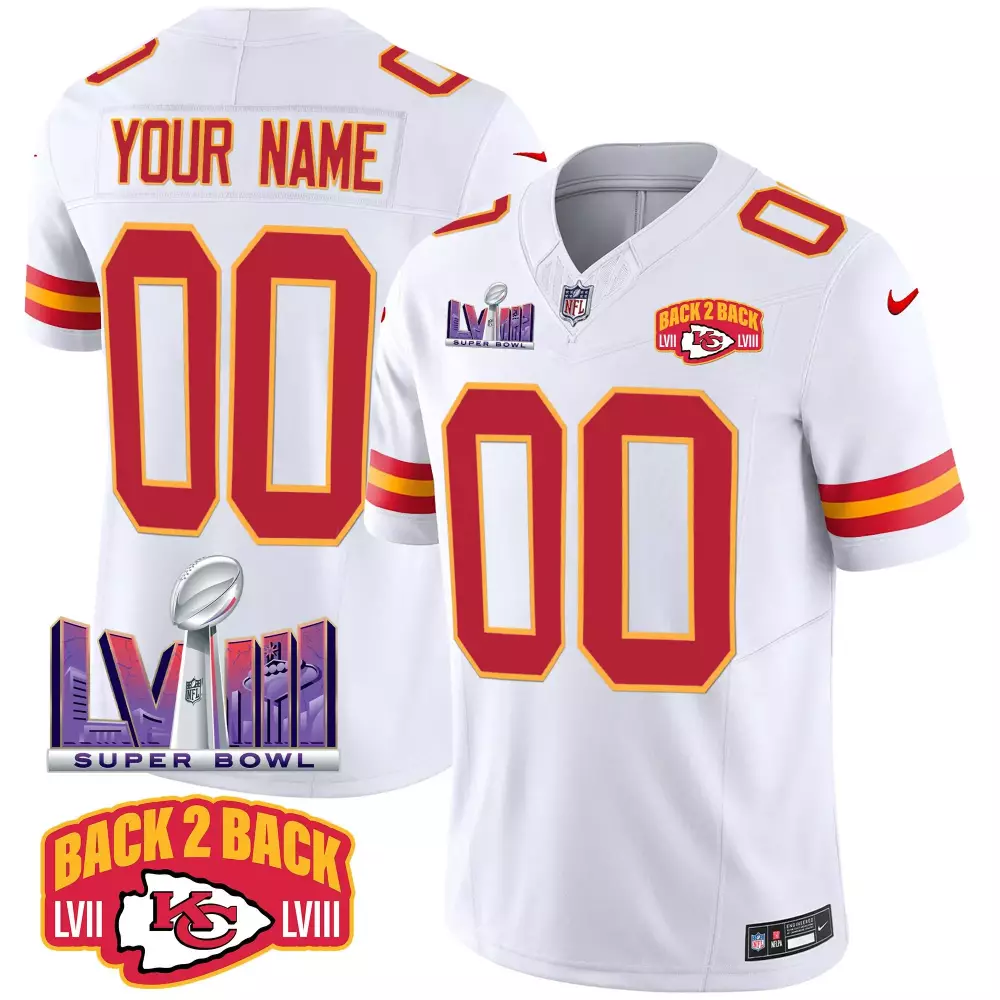 white youth kansas city chiefs super bowl lix style vapor limited custom jersey all stitched