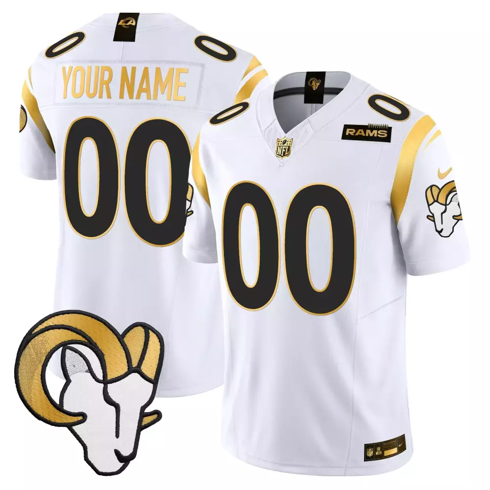 white youth los angeles rams 2024 gold vapor limited custom jersey all stitched